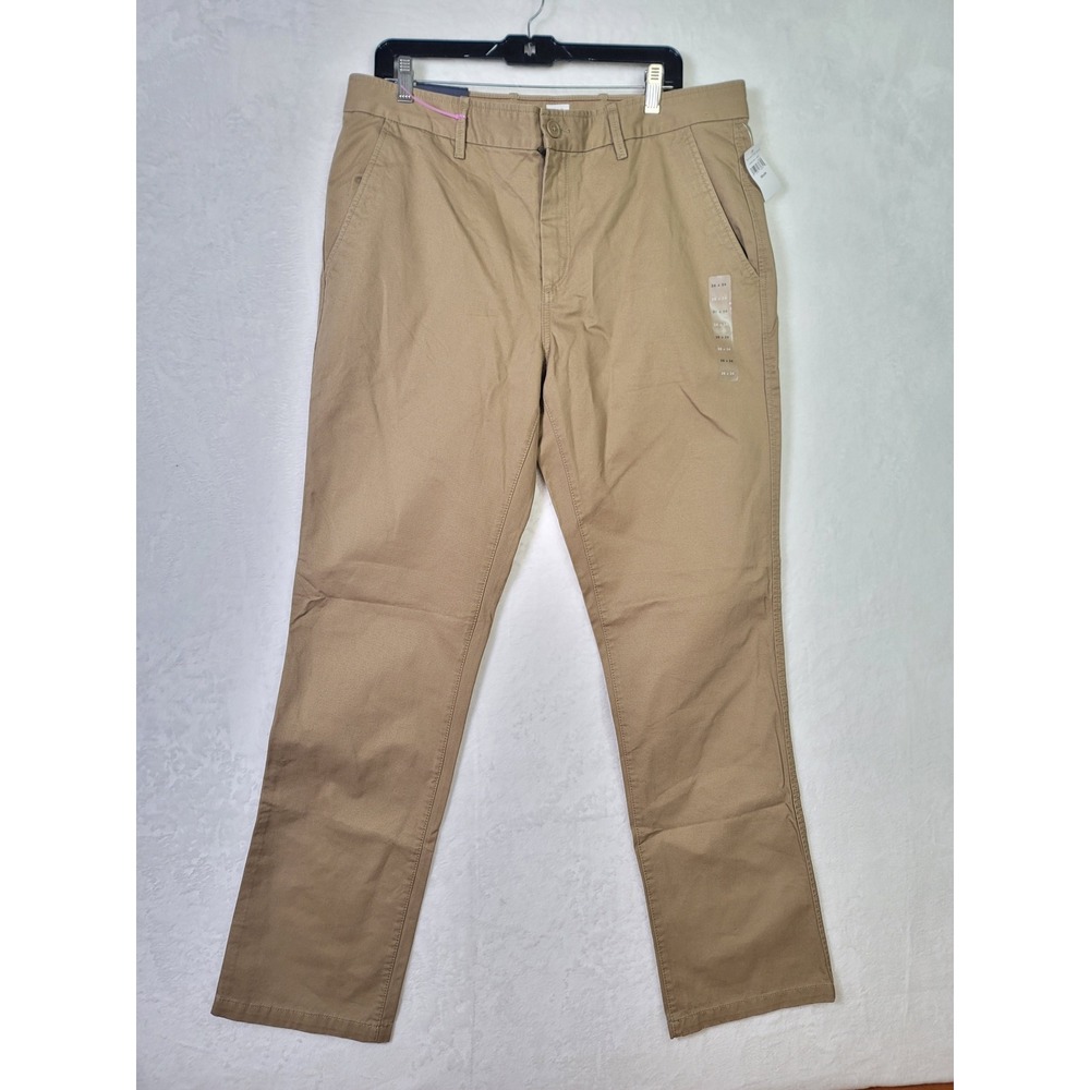 Gap Slim Fit Chinos Pants Ivy Style Tan Mid Rise Slim Leg Smart Casual 36x34